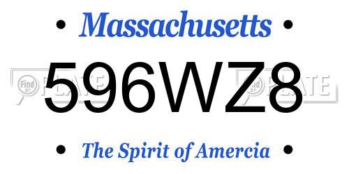 596WZ8 Massachusetts License Plate