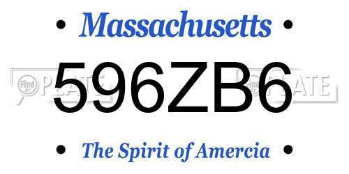 596ZB6 Massachusetts License Plate
