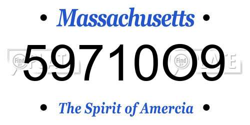 59710O9 Massachusetts License Plate