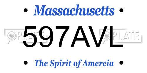 597AVL Massachusetts License Plate