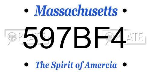 597BF4 Massachusetts License Plate