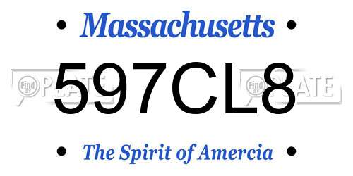 597CL8 Massachusetts License Plate