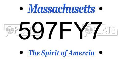 597FY7 Massachusetts License Plate