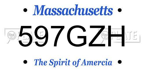 597GZH Massachusetts License Plate