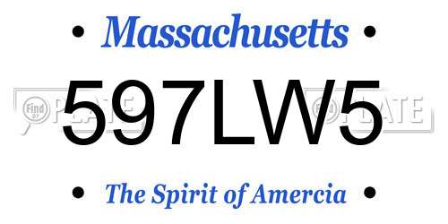 597LW5 Massachusetts License Plate