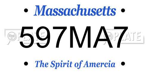 597MA7 Massachusetts License Plate