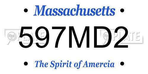 597MD2 Massachusetts License Plate