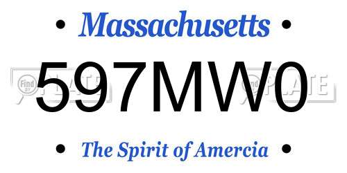 597MW0 Massachusetts License Plate