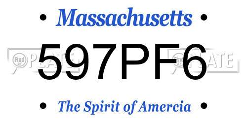 597PF6 Massachusetts License Plate