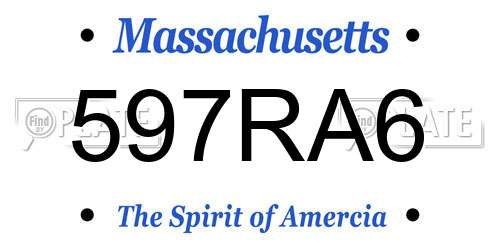 597RA6 Massachusetts License Plate