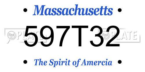 597T32 Massachusetts License Plate