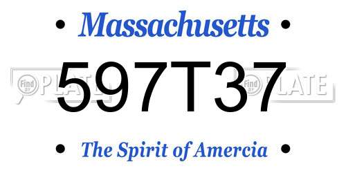 597T37 Massachusetts License Plate