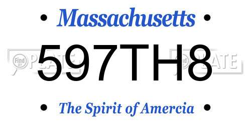 597TH8 Massachusetts License Plate
