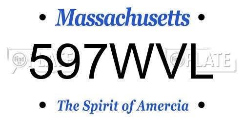 597WVL Massachusetts License Plate