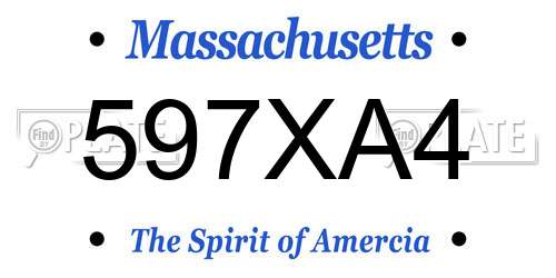 597XA4 Massachusetts License Plate