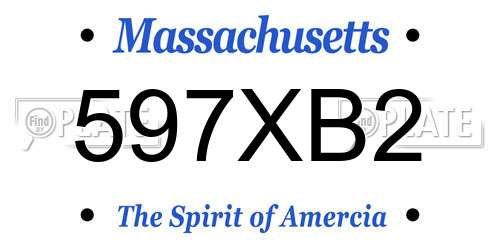 597XB2 Massachusetts License Plate