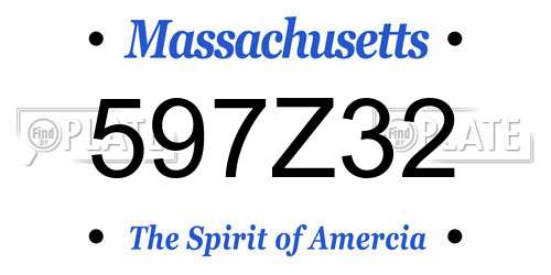 597Z32 Massachusetts License Plate