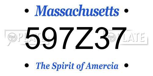 597Z37 Massachusetts License Plate