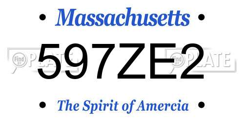 597ZE2 Massachusetts License Plate