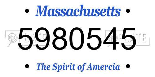 5980545 Massachusetts License Plate