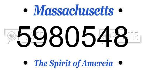 5980548 Massachusetts License Plate