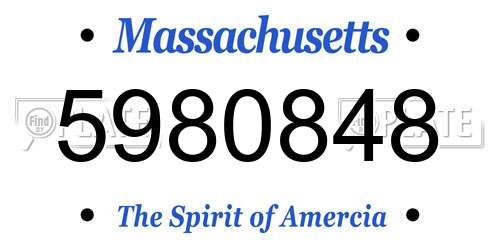 5980848 Massachusetts License Plate