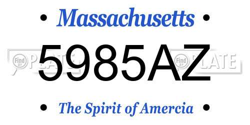 5985AZ Massachusetts License Plate