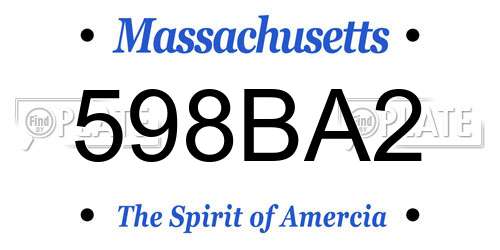 598BA2 Massachusetts License Plate