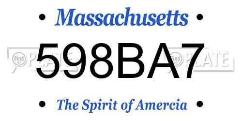 598BA7 Massachusetts License Plate