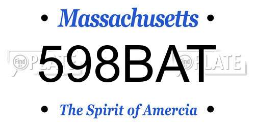 598BAT Massachusetts License Plate