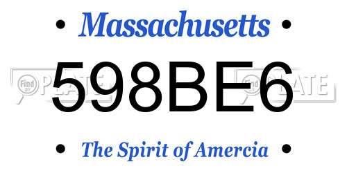 598BE6 Massachusetts License Plate