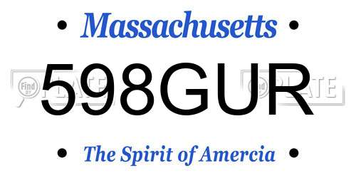 598GUR Massachusetts License Plate