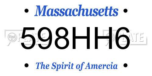 598HH6 Massachusetts License Plate