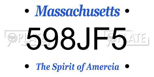 598JF5 Massachusetts License Plate