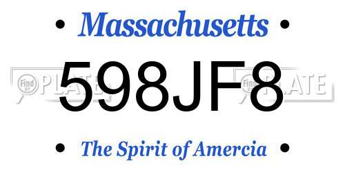 598JF8 Massachusetts License Plate