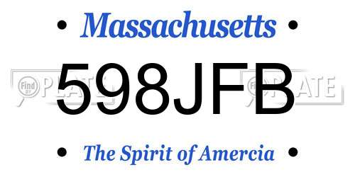 598JFB Massachusetts License Plate