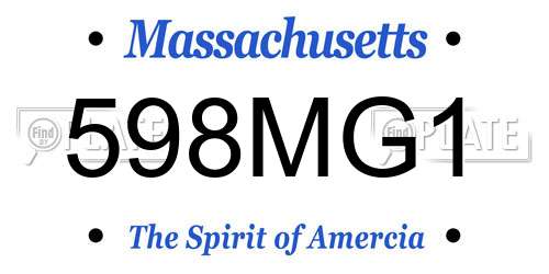 598MG1 Massachusetts License Plate