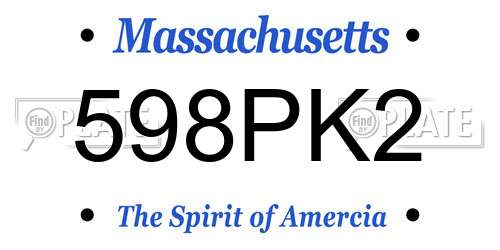 598PK2 Massachusetts License Plate
