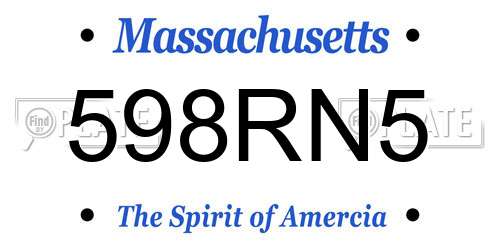 598RN5 Massachusetts License Plate