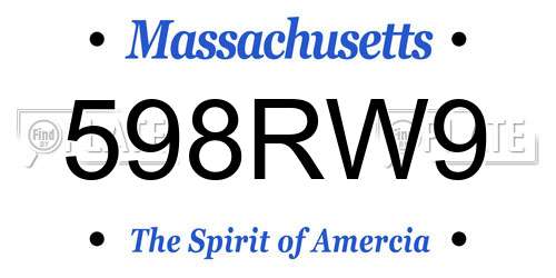 598RW9 Massachusetts License Plate