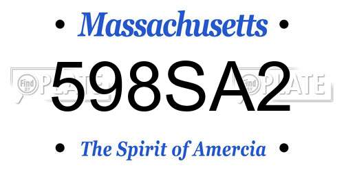 598SA2 Massachusetts License Plate