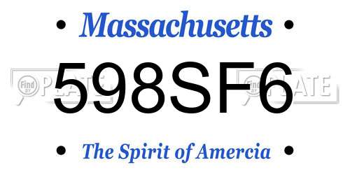 598SF6 Massachusetts License Plate