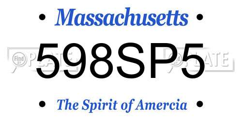 598SP5 Massachusetts License Plate