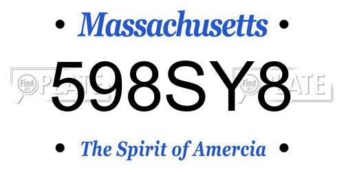 598SY8 Massachusetts License Plate