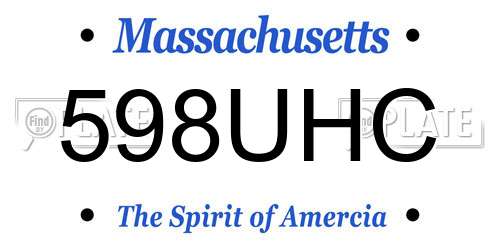 598UHC Massachusetts License Plate