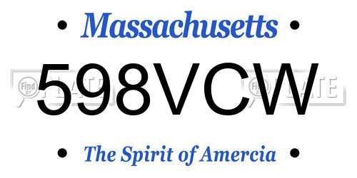 598VCW Massachusetts License Plate