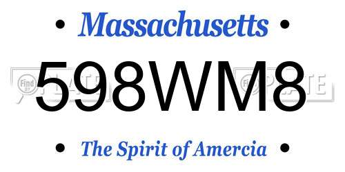 598WM8 Massachusetts License Plate