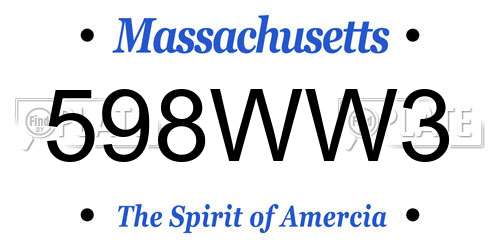 598WW3 Massachusetts License Plate