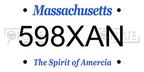 598XAN Massachusetts License Plate
