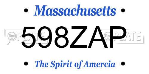 598ZAP Massachusetts License Plate